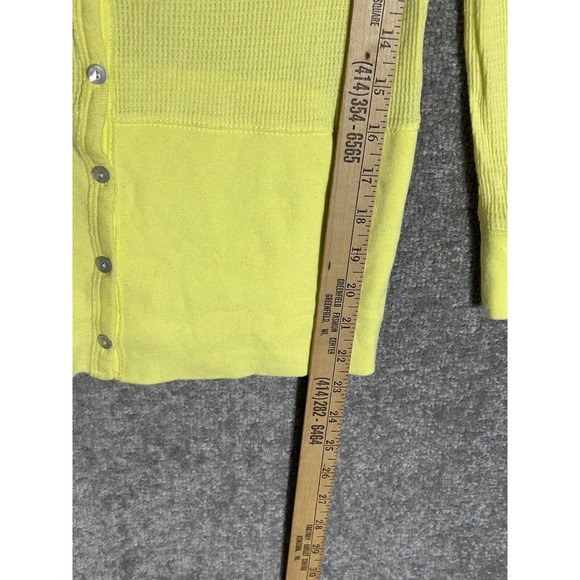 Old Navy Waffle Knit Button Up V-Neck Top Womens Size Small Neon Yellow - Picture 10 of 10